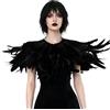 keland Scialle di Piume Gotico Mantello Coprispalle Colletto Halloween Maleficent Costume (Nero-02)