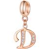 GLOWDAS Oro rosa Lettera D Charms Alfabeto Perline, Argento Sterling 925 Iniziale D Pengle CZ Birthstone si adatta a Pandora Bracciale Charms, per papà/papà/figlia Regali Collana Gioielli