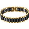 oidea da uomo in acciaio inossidabile e ceramica, bracciale, larghezza 13 mm grande magnetica Terapia Magnetica Salute braccialetto link Pol, Nero Oro