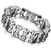 Cupimatch, braccialetto stile gotico motociclista, larghezza 18 mm, argentato, in acciaio inox, a forma di catena di moto, 23,1 cm