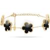 FREDDY Bracciale da Donna 5 Fiori Pendenti Nero, Braccialetto in Acciaio Gold Inossidabile Ipoallergenico - Collezione Harmony - 20 cm, Diametro 6,5 cm