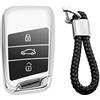 M.JVisun Morbido TPU Custodie per Chiavi Auto Per Volkswagen Arteon Atlas Golf Alltrack Jetta Passat Taos SEL Per Tiguan Per Skoda Kodiaq Superb A7 Cover Guscio Chiavi -Argento-Intrecciato Portachiavi