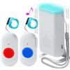 ALEENFOON Wireless Pulsante Di Chiamata Di Emergenza Allarme Pager a Vibrazione Senza Fili Allarme Anziani A Distanza Da Casa Sistema Di Allarme Sicurezza Cercapersone Per Anziani Bambini (2 in 1)