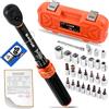 Warmfay Chiave dinamometrica 1/4, 1-25NM Torque Wrench Set ±3% di precisione di errore con 72 denti Cricchetto reversibile, 28 pezzi con prolunga, giunto universale, esagono incassato, punte Torx