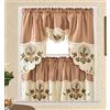 GOHD GOLDEN OCEAN HOME DECOR Rose Melody. Set di 3 tende da cucina per caffè e cucina, con motivo a balze e ripiani da 61 cm per piccole finestre. Bel colore abbinato con rose ricamate sul bordo e organza inserita. (bronzo)