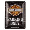 Nostalgic-Art Targa Vintage Harley-Davidson Parking Only - Idea Regalo per Amanti di Moto, in Metallo, Design Retro per Decorazione, 15 x 20 cm