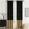 BULBUL Tende per finestre a blocchi di colore nero e oro, in velluto, lunghe 213,4 cm, per camera da letto, soggiorno, trattamento oscurante, con occhielli, set di colore nero e oro