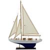 DRW Barca a vela con Candele issate e Casco in Legno su una Base in Bianco e Blu 43x30x6.5 cm