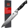 SHAN ZU Coltello Universa Damasco 15 cm, Coltello da Cucina Giapponese in Acciaio Damasco (AUS-10), Manico Ergonomico G10, Lama Affilata - SUN Series