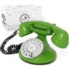Opis Technology OPIS FunkyFon cable: Telefono fisso casa vintage con disco, telefono antico per linea fissa, stile retrò classico Vintage Verde