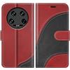 BoxTii Cover per Xiaomi 14 Ultra, Custodia in PU Pelle Portafoglio, Magnetica Flip Cover a Libro con Slot per Schede per Xiaomi 14 Ultra, Rosso