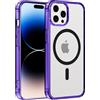 Coiwxmoi Custodia per iPhone 14 Pro Max Cover Compatibile con MagSafe, Custodia TPU Morbida Trasparente con Anello Magnetico, Anti-Impressioni Digitali Backcover, Anti-Scivolo Anti-Urto Case, Viola