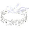 CABODYALS Corona di Perle e Fiori Bianchi, Perle D'Argento, Perline, Copricapo A Forma di Vite, Stile Boho, Perline Da Fata, Gioielli Da Sposa In Cristallo, Fasce per Capelli per Donne, Abiti Da Sposa