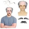 QSZHSL Costumi Uomo Vecchio Parrucca da Nonno, Costume da Nonno Parrucca Uomo Grigia parrucca, Capelli da Calvo Berretto in Lattice Accessori per Feste Cosplay Halloween (Grigio)