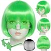 BEKIDER Parrucca Bob Verde Corta Parrucca Colorata Donna