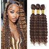 Weeybay Deep Wave Human Hair Bundles Capelli Veri Tessitura Highlight Brown P4/30 Color Capelli Naturali Umani Donna Human Hair Extensions Double Weft Weave 50g/Piece 30 32 34 Inch