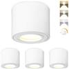 URing 4x LED Faretto da Soffitto Bianco, Faretti da Soffitto IP44 Ø80x65mm Piatto, Faretti 230V Contiene Modulo LED 5W 550LM, Faretto led Interno Dimmerabile 3000K/4000K/6500K, Alluminio, Rotondo