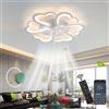 Revneey Ventilatore Da Soffitto Con Illuminazione Lampada Da Soffitto Con Ventilatore Con Telecomando Dimmerabile Silenzioso Timer, 6 Velocità Plafoniera Floreale LED 72W Ventilatore Con Luce Per Soggiorno