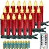 FREEPOWER 20 Candele LED Albero di Natale con Telecomando Timer Fiamma Tremolante, Senza Fili, Luce Bianca Calda, Dimmable, Interni Esterni Impermeabili, Decorazioni Natalizie（Include 20 batterie）