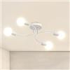 NIUNIAJ Lampadario Soggiorno Industriale,4 Luci Plafoniera Soffitto Vintage E27,Lampada da Soffitto Bianco,Plafoniera Sputnik per Camera da Letto, Soggiorno, Cucina.Diametro 60CM(Senza Lampadina)