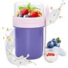 CIYIN Tazza di Muesli To Go 250＋450ml, Tazza Yogurt To Go, Overnight Oats Jars con Cucchiaio, Riutilizzabile, Bicchiere per Insalata, per Cereali, Yogurt, Insalata, Frullato (Viola)
