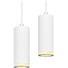 BOYIR Lampadario a Sospensione Moderno 15cm, Lampada a Sospensione con Portalampada GU10, Lampadario Cilindrico Bianco, Lampadari Regolabile in Altezza per Soggiorno, Camera da letto, Cucina, 2 Pezzi
