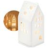 COM-FOUR® Tea Light House in Porcellana - Casa Opaca con Base - Luminosa Casa Elegante Decorazione Stanza (14 cm)