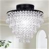 FRIXCHUR 11.8 Piccolo Lampadario di Cristallo Lampadario Mini Plafoniera di Cristallo 5 Livelli Gocce di Pioggia Lampadari Neri per Camera da Letto Corridoio Armadio, Base E26