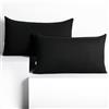 DecoKing Set di 2 federe 50 x 60 * 2 cm, jersey 100% cotone pettinato, chiusura a cerniera Nero Amber