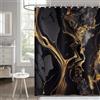 Hnmdmyi Tenda da doccia Marmo 180x200, Hnmdmyi Nero e oro Glitter Tende da doccia Astratto crepa inchiostro Texture Arte moderna di lusso Tenda da bagno Poliestere impermeabile Tessuto lavabile Tenda da bagno