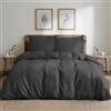 Dreamzie Copripiumino Una Piazza e Mezza 155x220 in Cotone Percalle - Grigio Scuro - Copripiumino 155x220 + 1 Federa 80x80 cm - Certificato Oeko-Tex - 2 Pezzi