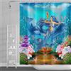 SDOTPMT 105x160cm Sirena Balena Tenda da doccia Marino Animale Alga marina Corallo Stella marina Tenda da bagno Sott'acqua Vista sul mare Tenda da vasca per bambini Bagno Poliestere con ganci