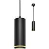 BOYIR Lampadario a Sospensione Moderno 15cm, Lampada a Sospensione con Portalampada GU10, Lampadario Cilindrico Nero, Lampadari Regolabile in Altezza per Soggiorno, Camera da letto, Cucina