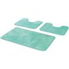 Comart - Set Tappeti Bagno Tahiti - Tris Tappetini Assorbenti: 1 Rettangolare 45x75 cm + 2 Giro Water 45x37.5 cm - Asciugatura Rapida - Salvaspazio - Antiscivolo - Lavabile in Lavatrice - Turchese