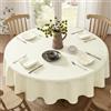 Softalker Tovaglia natalizia rotonda 160 cm Beige,antimacchia,impermeabile,texture lino,Tovaglie elegante per balconi,esterni,tavolo da giardino,feste,compleanni,Capodanno,Natale,4-6 Posti,210 GSM