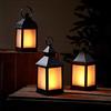 Lights4fun Set di 3 Lanterne LED Nere con Fiamma Tremolante Lanterna Decorativa a Batteria con Timer, Casa, Giardino, Balcone, per Interni ed Esterni