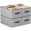 YheenLf 4 Pezzi Scatole Portaoggetti con Maniglie, 47×28×20cm, Grigio | Scatola per Vestiti,Organizer Armadio Cassetti,Contenitore per Camera da Letto Soggiorno,Organizzatore Salvaspazio