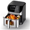 Oyajia Friggitrice ad aria calda Smart Touch LED 10 in 1, Airfryer senza olio con finestra 8 l e timer