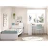 DEKIT GRUPO RIMOBEL TEN SET - Letto da 90x190 con testiera con contenitore e scrivania - BIANCO