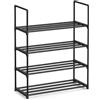 SONGMICS Scarpiera a 4 Ripiani, Scaffale Portascarpe, Organizzatore in Metallo, per 8-12 Paia di Scarpe, Impilabile, Corridoio, Soggiorno, Camera da Letto, 30 x 68 x 75 cm, Nero LSA204B01