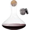 Intirilife caraffa in vetro da 1,8 litri per vino rosso con perle di pulizia - Capacità decanter 750ml - Decanter in vetro cristallo senza piombo Aeratore per vino soffiato a bocca Caraffa per vino