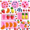 FAURAPMNG - 7 stampi in silicone a forma di frutta, fondente, candele, snack, cioccolatini, gommosi con arancia, fragola, ananas, gelso, mirtillo, gelatina, topper per candele, decorazioni