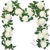 SHACOS 3 Pezzi da 200 cm Artificiale Ghirlanda Peonia Bianca Artificiale di Finta Seta Appesa Rattan Ghirlanda Simulazione Pianta Rampicante per Casa di Nozze Giardino Recinzione Decorazione Della