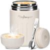 minghaoyuan Contenitore termico per cibo, 600 ml, in acciaio inox, con cucchiaio, 100% a prova di perdite, contenitore per alimenti, mueslicup o porridge per bambini (bianco)