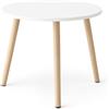 PALUPLUS Tavolino Rotondo in Legno di colore Bianco, Misura 38x38x39 cm, Tavolo Basso con 3 Gambe color Naturale, adatto per Soggiorno, Studio, Ufficio, Sala da Pranzo -5863C -1,4