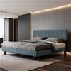 YIDATONG Struttura Letto 140x200 cm, Letto Matrimoniale con Testiera Imbottita Regolabile, Tessuto in Peluche, Rete a Doghe, Telaio In Metallo, Spazio Di Stoccaggio Sotto Il Letto, Design Silenzioso, Blu