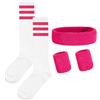 Werownsgso 5 fasce per il sudore a righe, anni '80, accessori da donna con fascia a righe, set di fasce sportive per fitness, sport, retrò, feste (nero/bianco/nero)