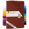 Lavea® Lenzuolo con Angoli Singolo 90x200 cm - Jersey 100% Cotone - Per Materassi Topper fino a 12 cm - Con Elastico Tutto Intorno - Certificato OEKO-TEX - Marrone Castagna
