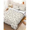 Generic Copripiumino una Piazza e Mezza Grigio Traspirante in Microfibra Set di Biancheria da Letto Leopardo con Cerniera 3D Copripiumino 200x200 e 2 Federe b-3454