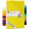 Lavea® Lenzuolo con Angoli Singolo 90x200 cm - Jersey 100% Cotone - Per Materassi Topper fino a 12 cm - Con Elastico Tutto Intorno - Certificato OEKO-TEX - Giallo Sole
